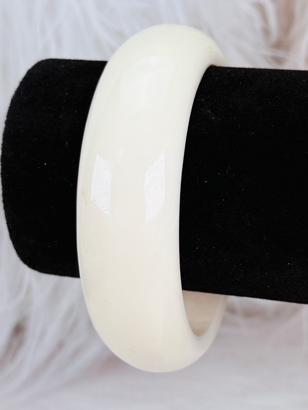 Retro vintage off-white, wideband costume bangle bracelet
